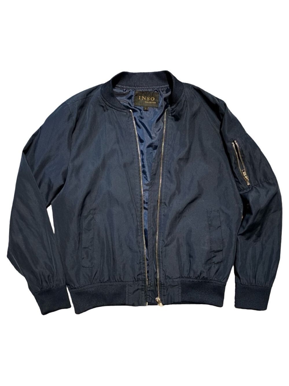 Men’s Navy Bomber Jacket Military Aviation Style Casual Size Small